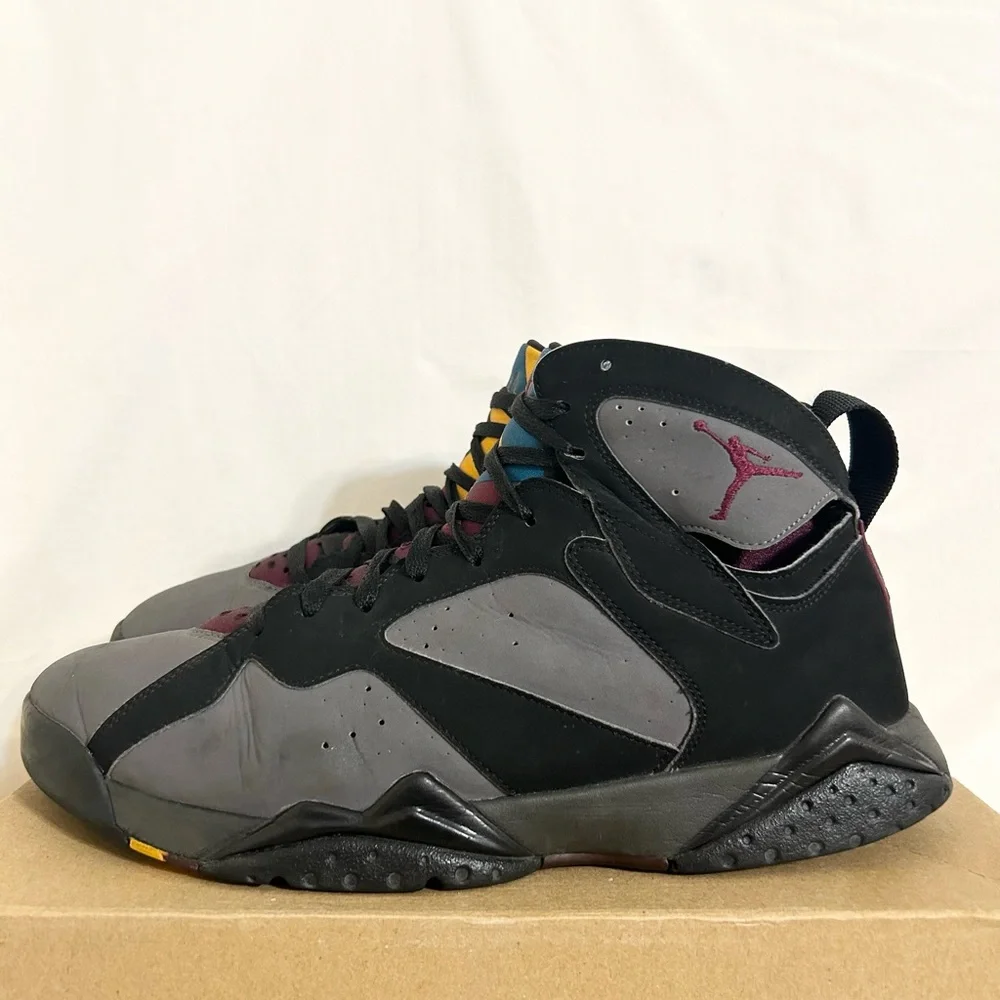Jordan Men's High-Top Sneakers in Black and Gray with Burgundy Jumpman